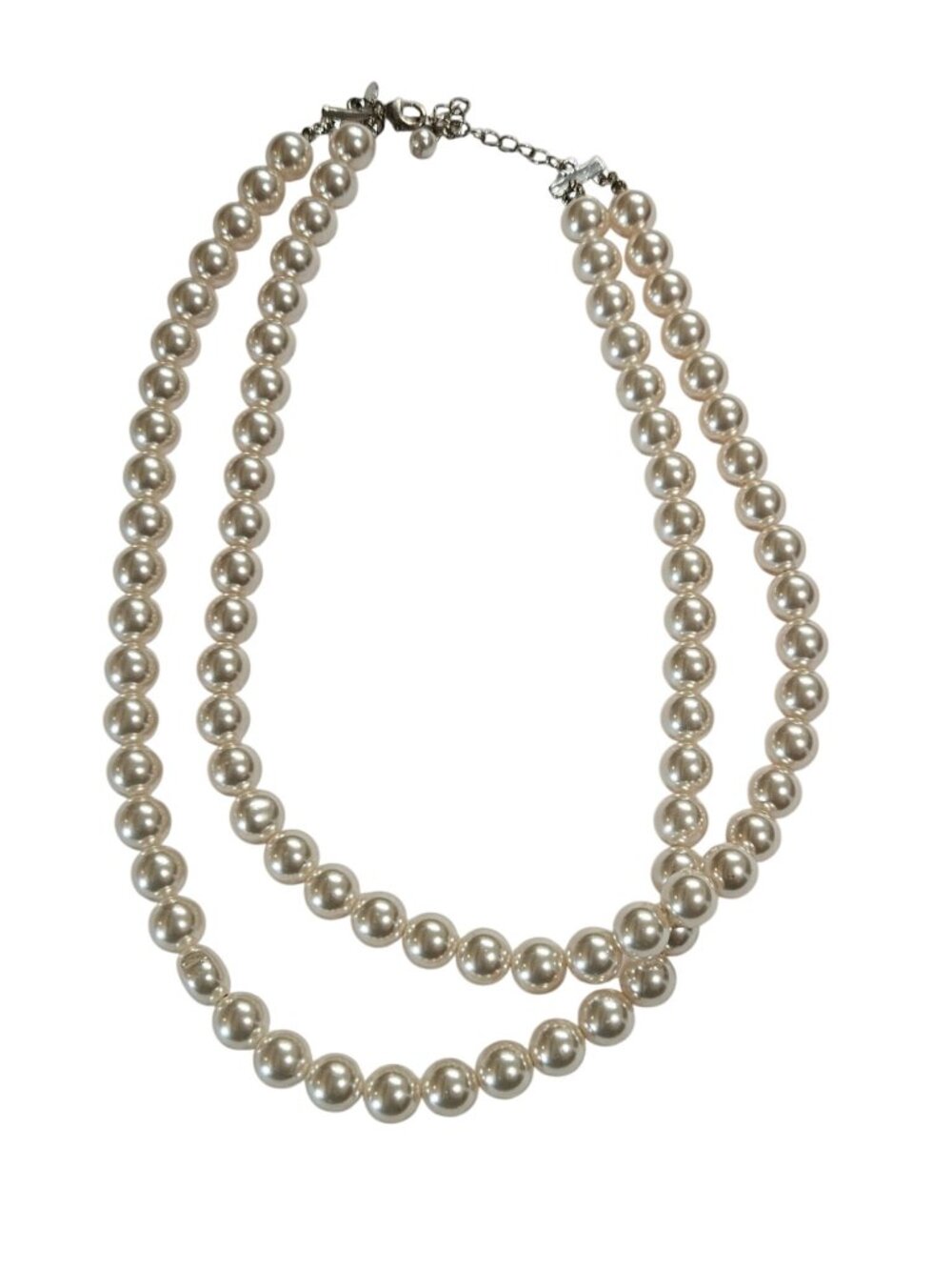 Vtg Roman RMN 2 Strand Plastic Faux Pearl Beaded Necklace 17 inches 18 inches